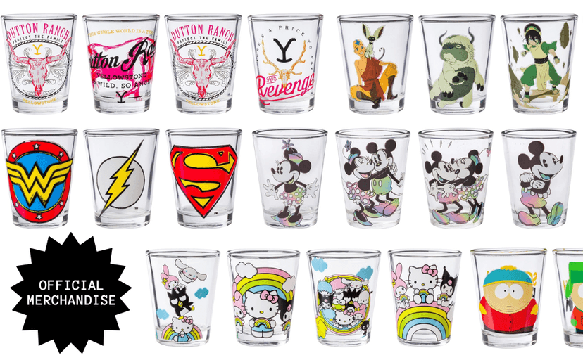 Silver Buffalo Sanrio Hello Kitty Spring Garden Flowers 4 Pack Mini Glass Set, 1.5 Ounces