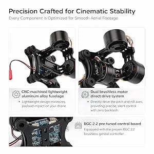 Camera Stabilizer, High Technology Drone Camera Gimbal Metal Brushless Gimbal Board BGC 2.2 for 3/3+ / 4 Camera RC Drone Quadcopter Part (Black) Gimbal Drone