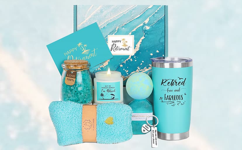 Retirement Gifts for Woman 2025, Happy Cool Retirement Gifts for Women Coworker, Teacher, Boss, Nurse, Friends, Mom, Retirees, Retired Free and Fabulous Funny Retirement Spa Gifts Basket, 8 pcs