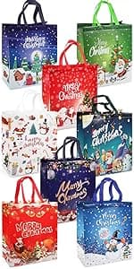 PARSUP Multifunctional Non-Woven Christmas Bags for Gifts Wrapping Shopping - Treat Bags with Handles, Xmas Party Supplies