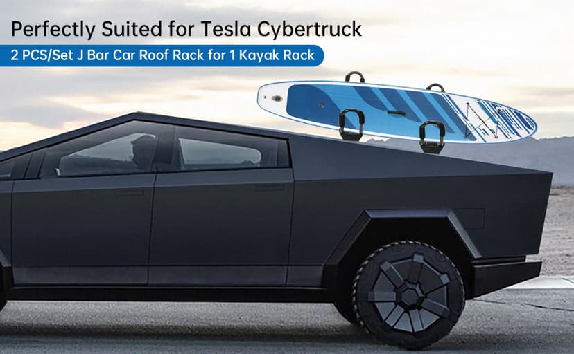 Kayak Roof Racks for 2 Kayaks Compatible with Cybertruck - Heavy Duty Kayak Rack Include Two Sets of Straps for Cars, Easy to Mount J-Bar Style Carriers for Canoes Kayaks Paddle Boards and Surfski