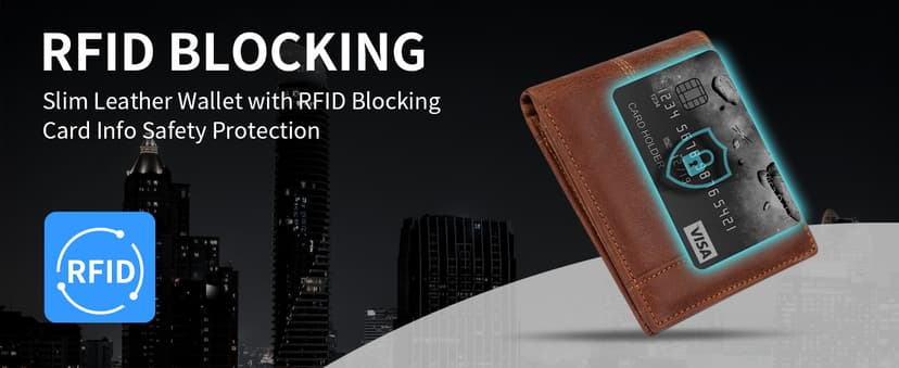 Swallowmall Leather Wallet for Mens Genuine Leather RFID Blocking Bifold Wallets with 1 ID Window 15 Card Slots