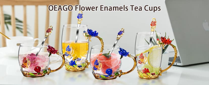 OEAGO Gifts for Mom Women Stocking Stuffers for Women Christmas Glass Coffee Enamels Mug Valentines Gifts for Her Girlfriend Wife Best Birthday Valentine's Mothers Day from Daughter Son Tea Cup