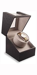 Efaithtek Automatic Single Watch Winder for Automatic Watches,Rotating Watch Case with Japanese Quiet Motor,AC Adapter or Battery Powered