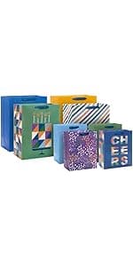 Hallmark 9" Medium Graduation Gift Bag with Tissue Paper (Gold and Silver Mortarboards on Black) for College, High School, 8th Grade, Kindergarten, Nurses