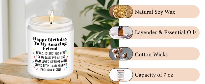 Homsolver Best Friend-Birthday Gifts for Women Men, Funny Friendship Gifts for Woman Candles, Birthday Gift for Friends Sister Bestie BFF Coworker Classmate, Funny Scented Candles