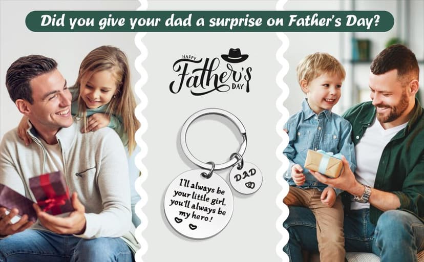 Father’s Day Gift - Keychain Gifts from Daughter, I'll Always Be Your Little Girl, You Will Always Be My Hero, Keychain for Dad Birthday, Valentine’s Day, Christmas Gift from Daughter
