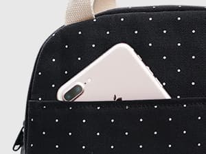 EurCross Upgraded Compact Black Lunch Bag for Girls Women,Canvas Reusable Insulated Polka Dot Lunch Tote Box Bag for Work School