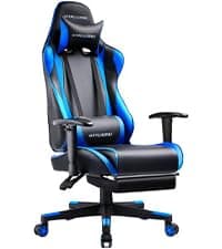 GTRACING Gaming Chair,Office Chair with Pocket Spring Lumbar Support, Ergonomic Comfortable Wide Office Desk Computer Chair with Outward Fixed Soft Armrests and Footrest (PU Leather, Black)
