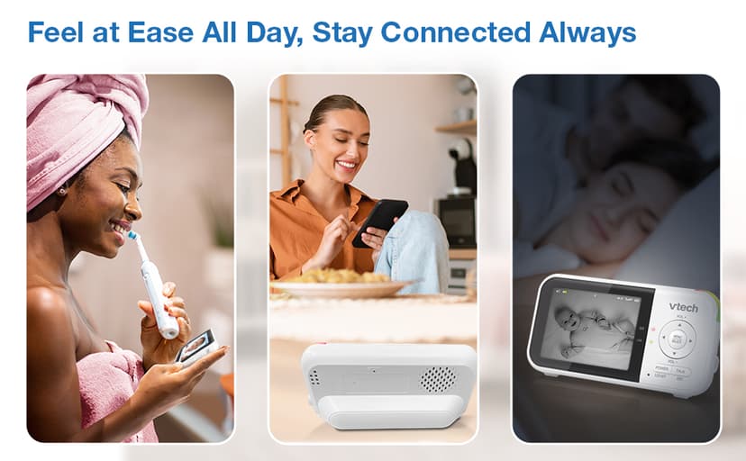 VTech Baby Monitor No WiFi – 19Hr Video Battery, 1000ft Range, Night Vision, Two-Way Talk, Temperature Sensor, Sound-Activated Screen, Lullabies | VM819