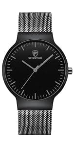 GOLDEN HOUR Fashion Business Mens Watches with Stainless Steel Waterproof Chronograph Quartz Watch for Men, Auto Date