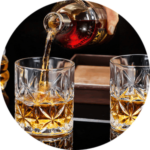 Whiskey Set Gifts for Men, DIOXADOP 6 Stainless Steel Whisky Stones 2 Crystal Whisky Glasses 1 Blessing Card in a Exquisite Wooden Box, Prepare a Gift for Whiskey Scotch Bourbon Lover