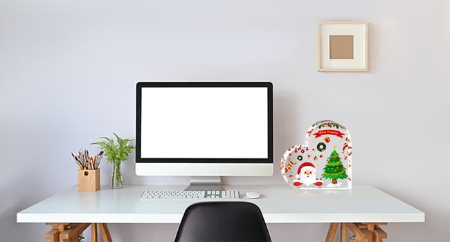 Christmas Decorations Indoor, Christmas Decor for Table, Office Desk, Mantle, Shelf - Acrylic Heart Shaped Gifts for Women/Girls - Holiday Indoor Home Decor