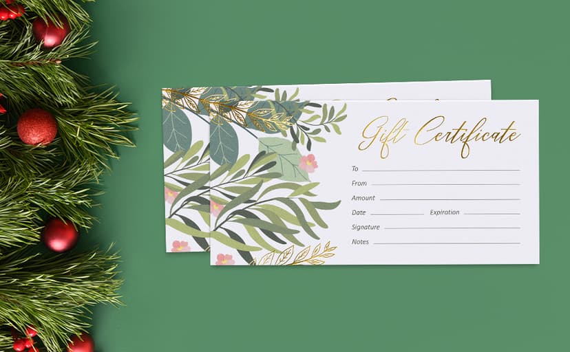 Sweetzer & Orange Blank Gift Certificates for Business with Gold Foil- 25 Gift Certificate Cards with Envelopes for Spa, Salon, Restaurants, Custom Client Vouchers for Birthday, Work Card – 3.75x7.5”