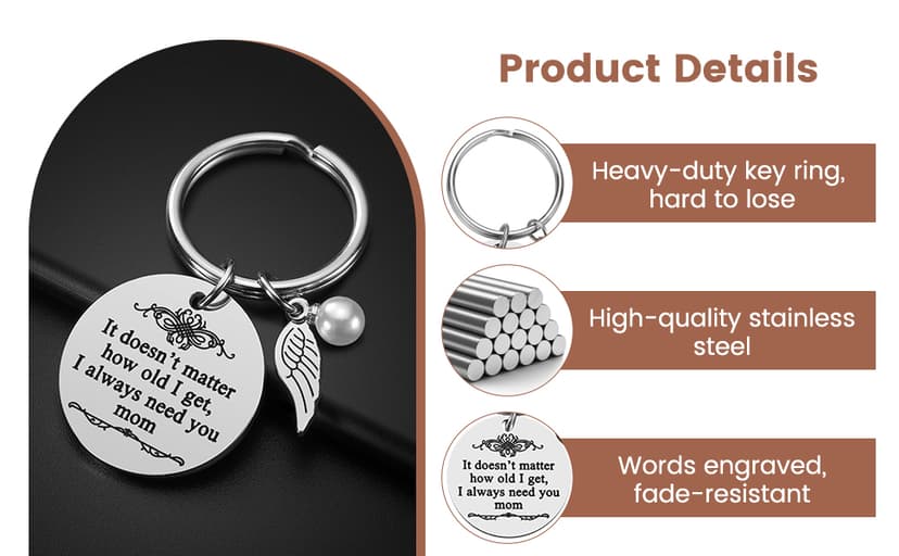 iJuqi Mother's Day Gifts from Daughter Son for Mom Birthday Valentine's Day Christmas Gifts Mom Keychain Mother Keyring