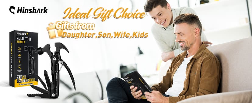 Stocking Stuffers Gifts for Men 12 in 1 Hammer Multitool, Mens Gifts for Christmas, Anniversary Birthday Gifts for Men Dad Husband Him Grandpa, White Elephant Gifts for Adults, Cool Gadgets Tools