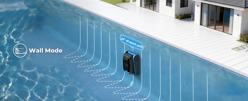 Cordless Robotic Pool Cleaner, 5,000 GPH with 150μm Filter, Floor/Wall/Waterline Cleaning, Smart Zigzag Navigation, 5,200mAh Battery, App-Controlled Presets for Inground & Above Ground Pools