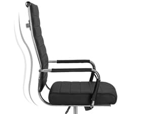 Home Office Chair Ribbed, Modern Leather Conference Room Chairs, Ergonomic Office Desk Chair, High Back Executive Computer Chair, Adjustable Swivel Chair with Arms (Black)