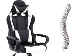 Gaming Chair Office Chair High-Back Ergonomic Video Game Chairs for Kids Teen Adult Height Adjustable Reclining Computer Chair with Lumbar Support Armrest Headrest Game Chair - White