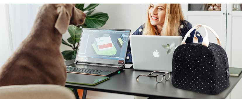 EurCross Upgraded Compact Black Lunch Bag for Girls Women,Canvas Reusable Insulated Polka Dot Lunch Tote Box Bag for Work School