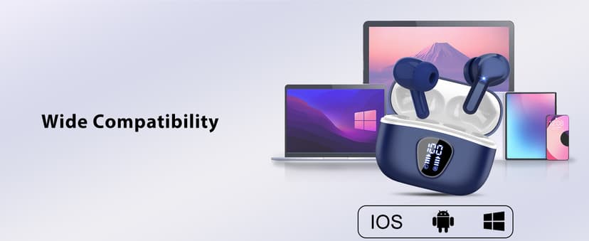 Wireless Earbuds, Bluetooth 5.4 Headphones HiFi Stereo, Bluetooth Earbuds with ENC Noise Cancelling Mic, IP7 Waterproof in Ear Earphones, 48H, LED Display Ear buds for Pad Phones Workout Sports, Black