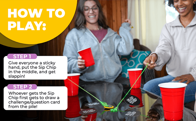 Slap N Sip A Hilarious Drinking Game with Sticky Hands, 200 Cards & A Sip Chip, Fast-Paced Adult Party Game for Game Nights, Funny Gift for Adults Ages 21+