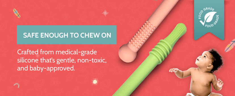 Bebecan Teething Sticks for Babies 36+ Months – Super Soft Silicone Teething Aids, Infant Oral Soothing Relief Back Molars, Multicolor 6-Pack