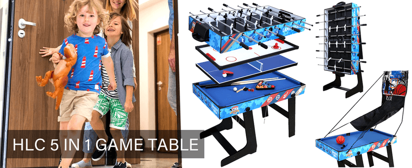 5in1 Multi-fuction Games Table,Folding Multi Game Combination Table Set with Ping Pong, Pool Billiards, Air Hockey, Bowling, and Shuffleboard for Indoor, Outdoor
