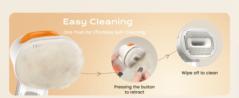 Vacuum Dog Brush for Shedding, 4-in-1 Self Cleaning Slicker Brush for Dogs& Undercoat Rake for Dogs, Deshedding Grooming Tool, Anti-Static, Massage, Cleaning, Shedding & Combing All In One!