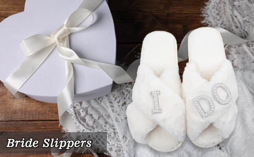 Bride To Be Gift Set - Makeup Bag, Slippers, Robe, Hair Clip - Wedding Gifts