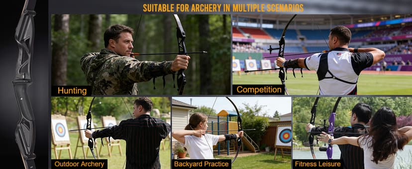 TOPARCHERY Archery 56" Takedown Hunting Recurve Bow Metal Riser Right Hand Longbow