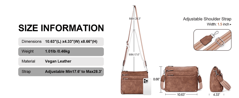 Lexiyat Crossbody Bags for Women Rfid Travel Crossbody Purses Leather Handbags Medium Shoulder bag with Adjustable Strap