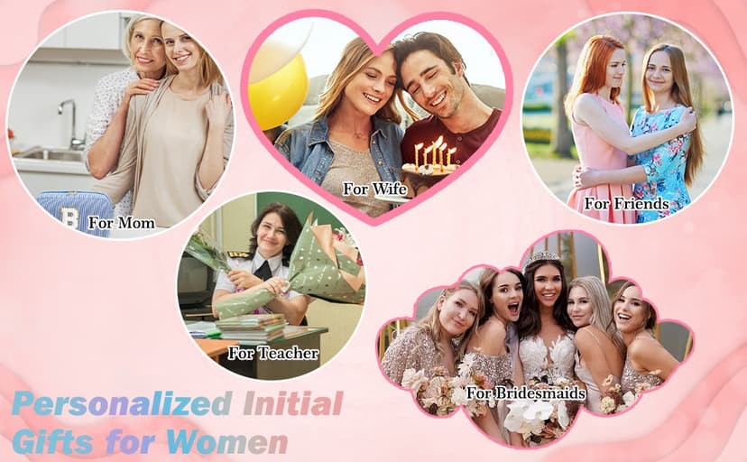 YOOLIFE Christmas Gifts for Women Teen Girls Kids Stocking Stuffers - Initial Makeup Bag Cosmetic Bag Toiletry Pouch, Personalized Birthday Gifts for Women Girls Mom Daughter Sister Friends, Pink M