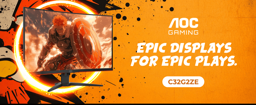 AOC C32G2ZE 32" Curved Frameless Gaming Monitor, Full HD 1920x1080, VA, 0.5ms 240Hz, AMD FreeSync Premium, DP/HDMI/VGA, VESA, 3-3-1 Re-Spawn Program, Xbox PS5 Switch,Black