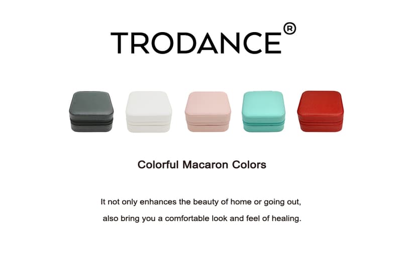 TRODANCE Mini Jewelry Travel Case, Small Portable Jewellry Organizer Box Portable Display Storage Box for Rings Earrings Necklaces, Gifts for Girl, Women, Wedding, Birthday, Mom, Mother's Day (Blue) B09631PYPT