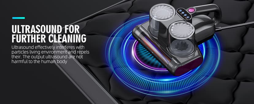 Mattress Vacuum Bed Vacuum Cleaner 16Kpa Suction 253.7nm UV-C Light, 140°F Heated Air, 30000 RPM Brushroll, Ultrasonic, HEPA Filter, Handheld Vacuums for Carpet/Sofa, 500W Corded, (Dark Gray)