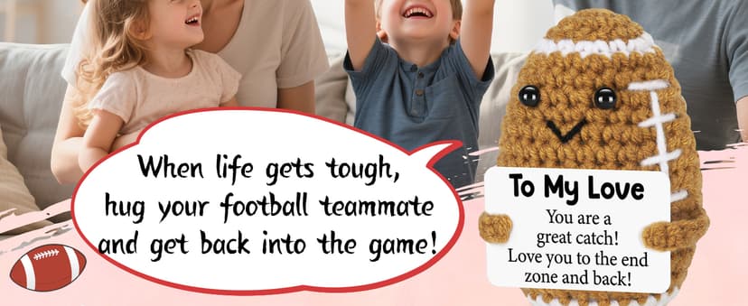 Birthday Gifts for Him Her Boyfriend Girlfriend, to My Love Handmade Emotional Crochet Football, Small Cute Anniversary Present for Him, Mini Romantic I Love You Gift for Husband Wife Couple
