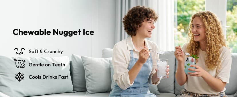 EUHOMY Nugget Ice Maker Countertop, 44Lbs/24H Sonic Ice Maker Machine, Self-Cleaning Pellet Ice Makers with Ice Scoop&Basket, Countertop Pebble Ice Maker for Home/Kitchen/Office