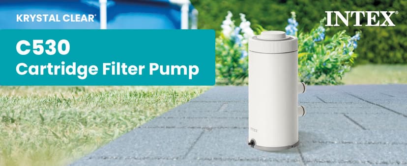 INTEX C530 Cartridge Filter Pump for Above Ground Pools: 530 GPH Pump Flow Rate - Auto Timer - HydroAeration Technology - Includes Type A Filter Cartridge - Turnover Rate/System Flow 475 GPH