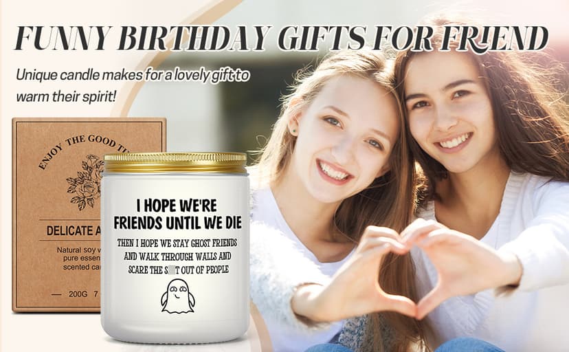 Gifts for Women Men, Unique Friendship Gift for Best Friend BFF Bestie, Funny Personalized Birthday Christmas Anniversary Present for Coworker Sister Classmate Female, Lavender Candle for Her Him