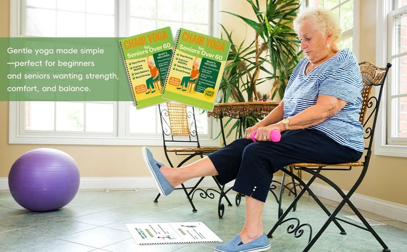 Chair Yoga for Seniors Over 60 Book & Chart – 30-Day Challenge, Gentle Seated Yoga Guide, Chair Yoga for Weight Loss & Flexibility, Senior Chair Exercises for Women & Men, 8.5x11" Book on Chair Yoga B0FPMT82TX