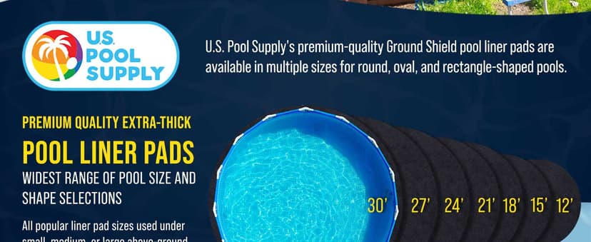 U.S. Pool Supply Ground Shield 12-Foot Round Heavy Duty Pool Liner Pad for Above Ground Swimming Pools - Protects Pool Liner, Prevents Punctures, Weed Barrier, Eco-Friendly Fabric - Extends Liner Life