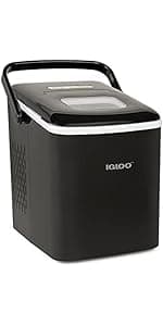 Igloo Portable Ice Maker with Scoop & Basket- Ice Maker with LED Control Panel & 1.5 Quart Water Tank-Ice Cube Maker Produces 26 Lbs. of Ice in 24 Hours With 8 Large or Small Cubes In 7 Minutes- Black