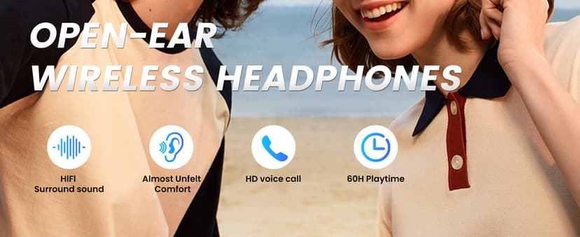 Piluyaa Open Ear Earbuds Bluetooth AI Ear Buds 60Hrs Playtime Wireless Over Headphones with Earhooks IPX7 Waterproof Touch Control Air Conduction Sport Headsets Earphones for Workout Running Black