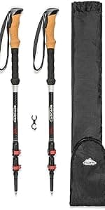 Cascade Mountain Tech Lightweight Aircraft-Grade Aluminum Trekking Poles with Extended Down Grip Plus Tip Kit