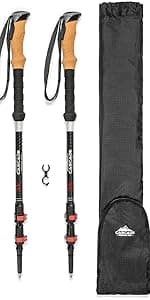 Cascade Mountain Tech Trekking Poles - Carbon Fiber Walking or Hiking Sticks with Quick Adjustable Locks