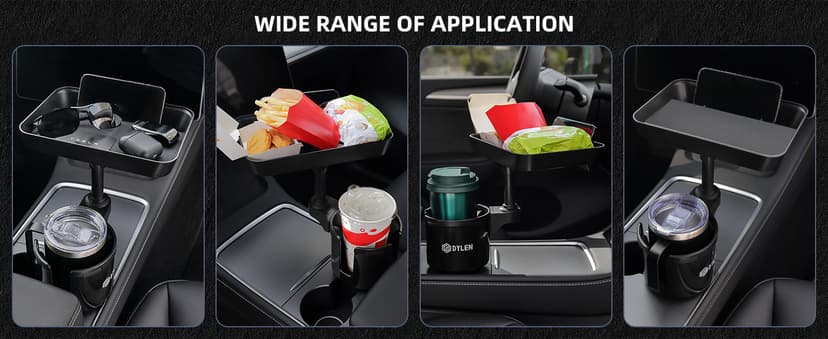 Cup Holder Expander Adapter for Car, Road Trip Essentials, Car Accessories Fits Owala, Yeti, Large Bottles 16-46 oz DYLEN Car Cup Holder Tray, 9.5”Detachable Car Food Tray Table for Eating B0DGSZDNCJ