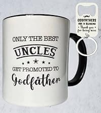 Best Godmother Ever Mug 12 Ounces Ceramic Coffee Cup Floral Beige with Keychain, Gift for Godmother Birthday, Mother’s Day, Christmas from Godchild
