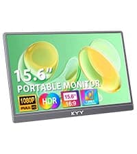 KYY Portable Monitor 15.6inch 1080P FHD USB-C, HDMI Computer Display HDR IPS Gaming Monitor w/Premium Smart Cover & Screen Protector, Speakers, for Laptop PC MAC Phone PS4 Xbox Switch