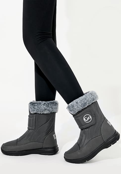 Almusen Snow Boots for Womens Winter Shoes: Warm Fur Lining Mid Calf Boots Women Anti Slip Waterproof Hook Loop Comfortable Outdoor Boot